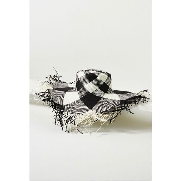 NEW Anthropologie Black and White Floppy Fringe Kentucky Derby Straw Party Hat - Picture 4 of 5
